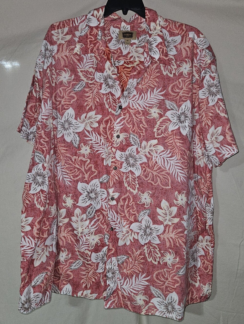 Red and White Floral Short-Sleeve Camp Shirt